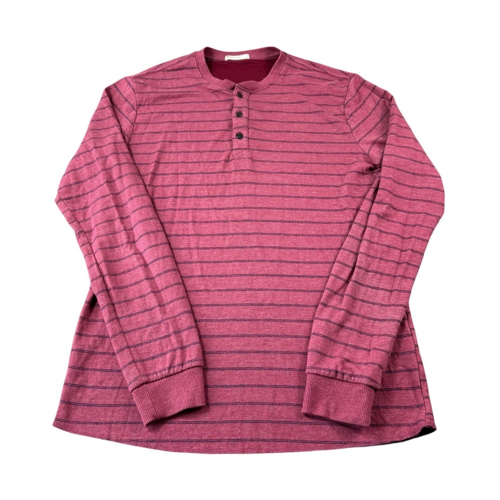 Marine Layer Red Blue Striped L/S Cotton Blend Henley Shirt Size Small